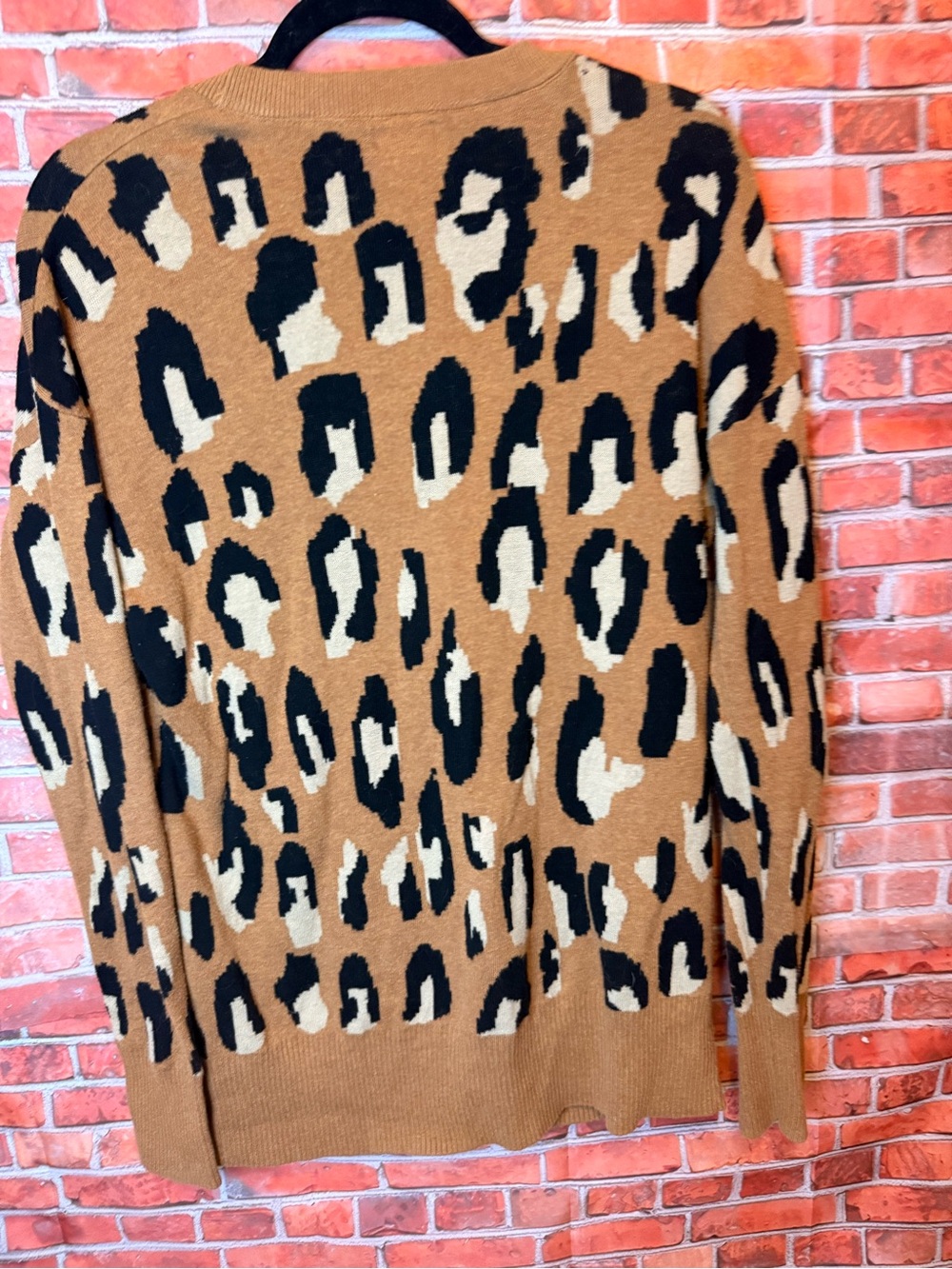 Mossimo Supply Co. Camel Black Cream Leopard Print Button-Up Cardigan - Picture 4 of 6